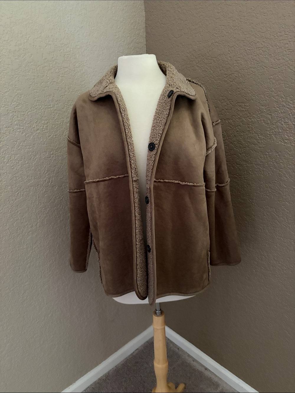 Banana Republic Brown Reversible Shearling Jacket NWT S petite